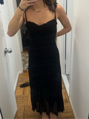 Reformation Black Nikita Maxi Dress with Ruffle Hem Sz 2